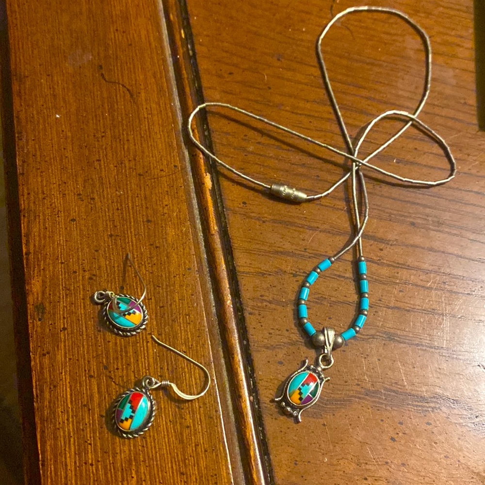 Multi Stone Native Sterling Earrings - image 3